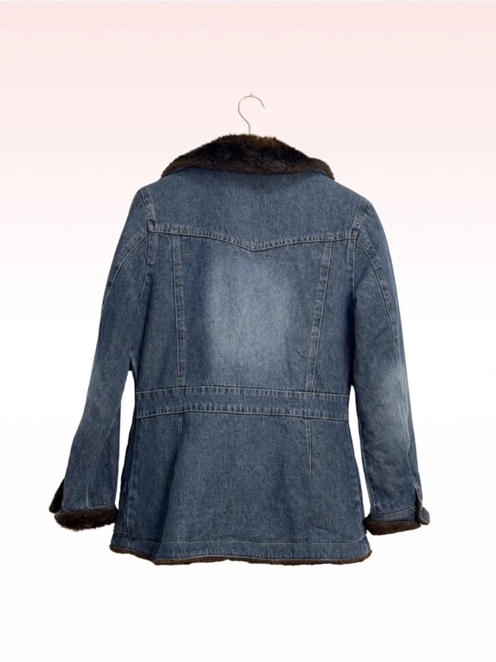MARVIN RICHARDS Vintage Faux Fur Lined Denim Coat (Sz S)